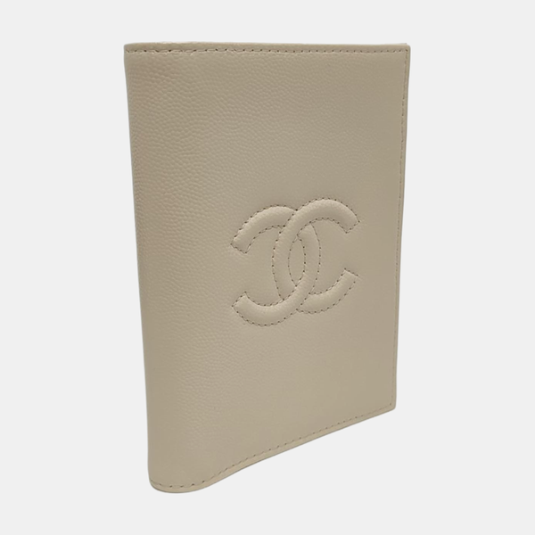 Quilted Grained Calfskin Wallet Beige