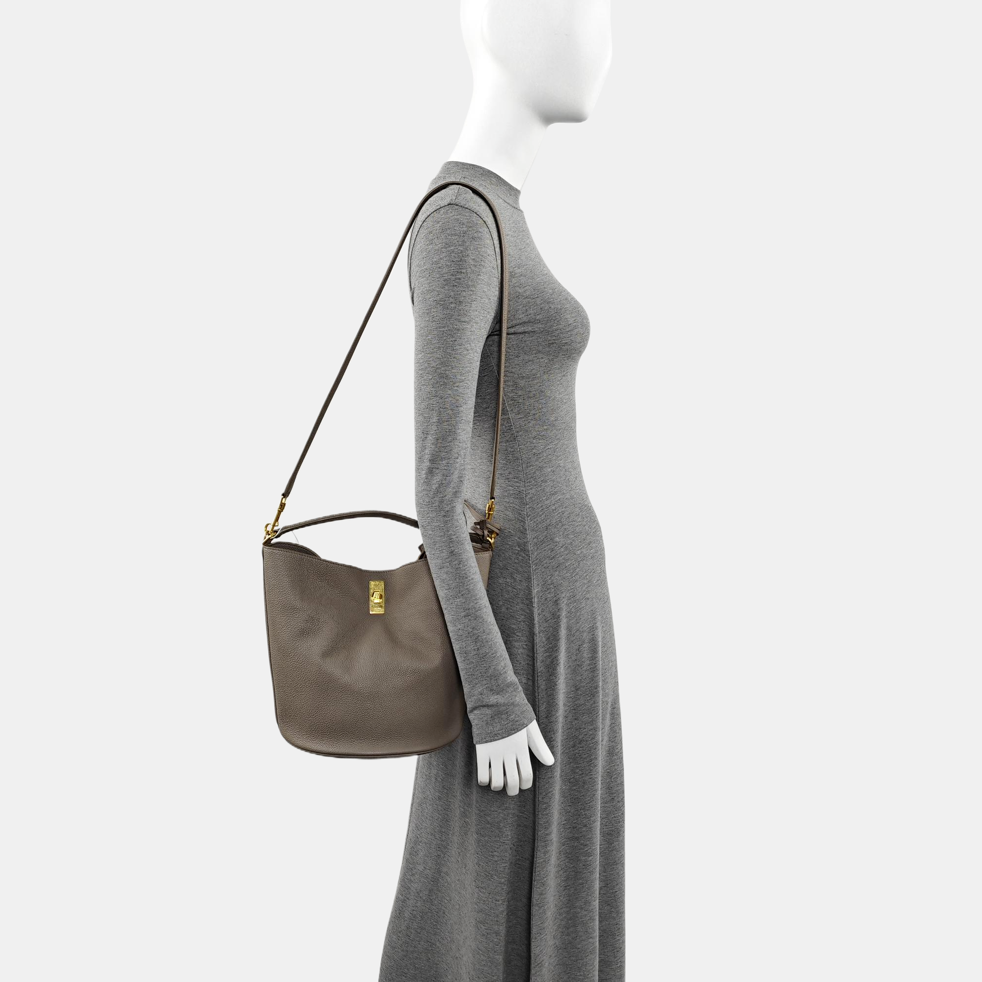 Authenticated pre-owned  Bucket 16 Calfskin Gray - Shoulder Bag at Looply