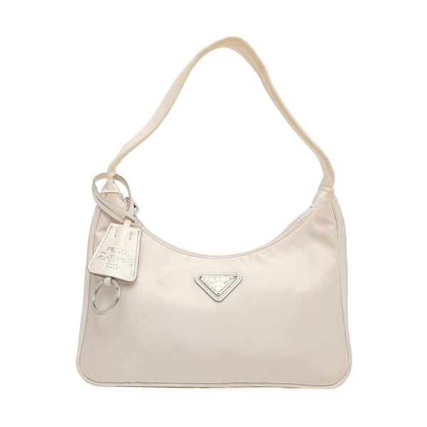 Authenticated pre-owned  Re-Edition2000 Mini Nylon White - Top Handle Bag at Looply