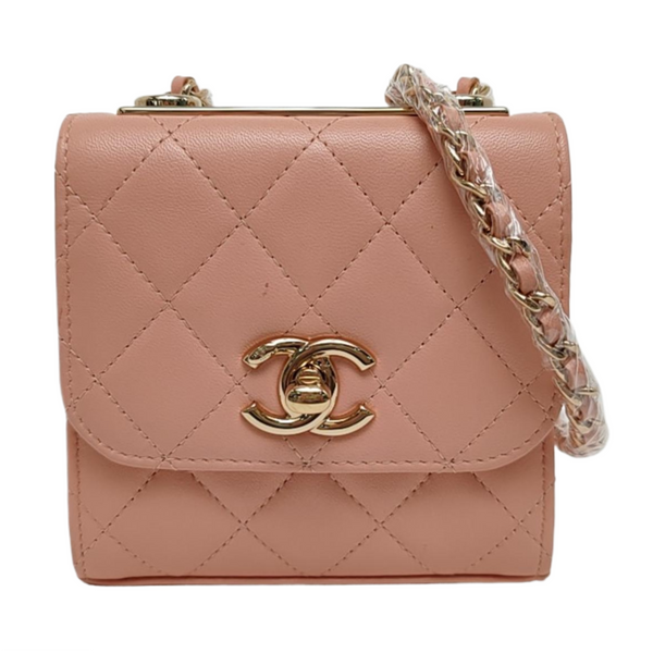 Authenticated pre-owned  Trendy CC Quilted Lambskin Pink - Crossbody Bag at Looply