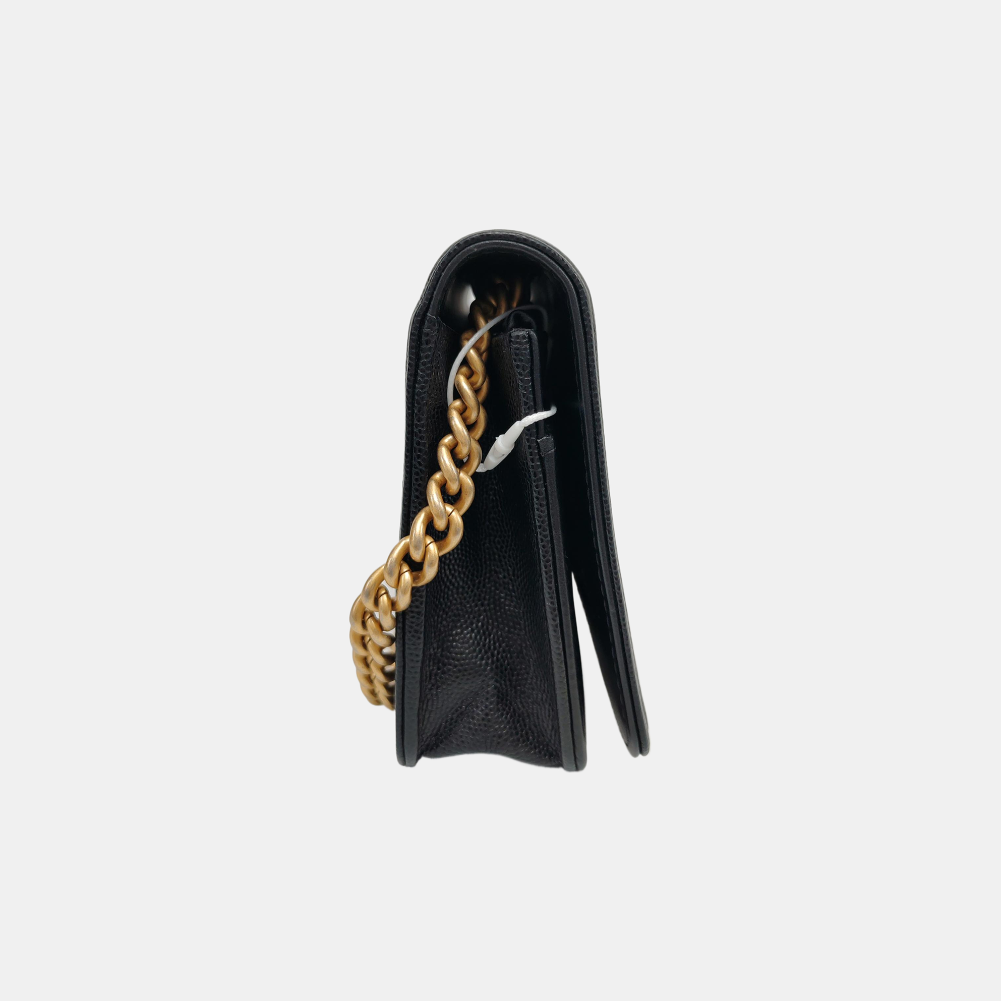 BOY CHANEL Mini Quilted Grained Calfskin Black