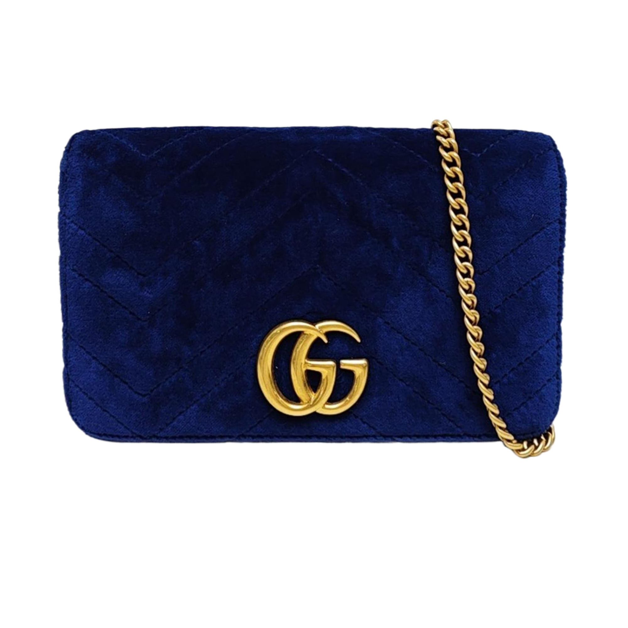 Authenticated pre-owned  GG Marmont Velvet Blue - Shoulder Bag at Looply