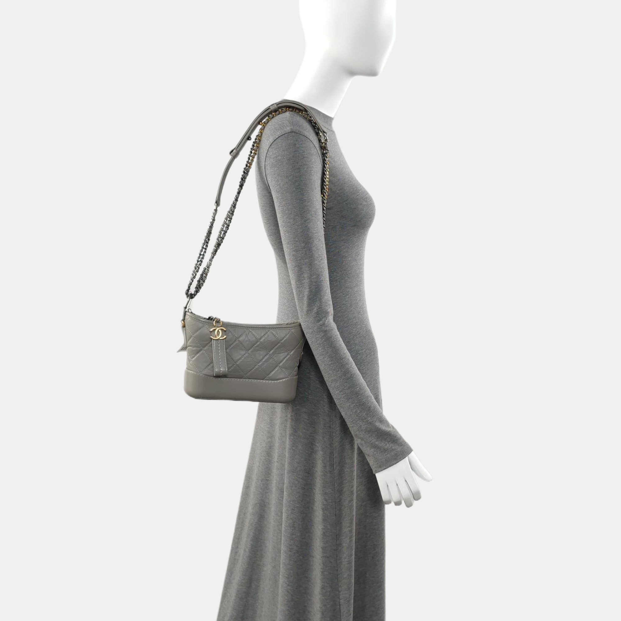 Authenticated pre-owned  Gabrielle Small Quilted Calfskin Gray - Shoulder Bag at Looply