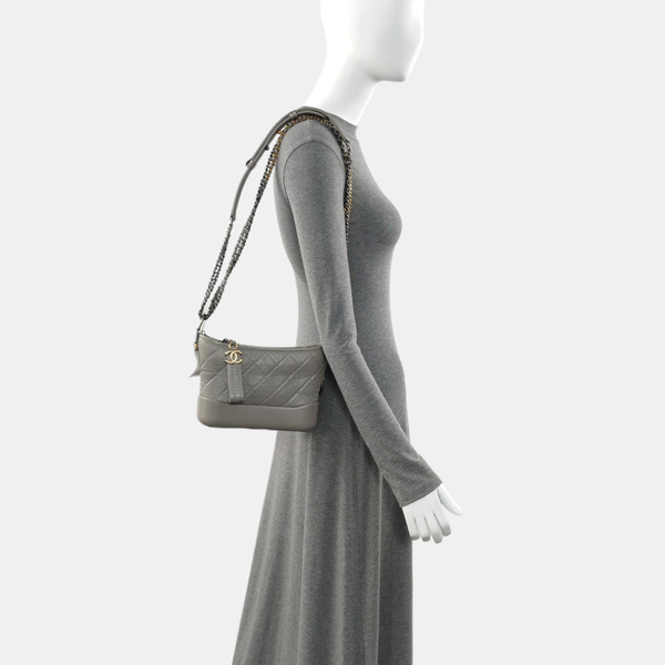 Authenticated pre-owned  Gabrielle Small Quilted Calfskin Gray - Shoulder Bag at Looply