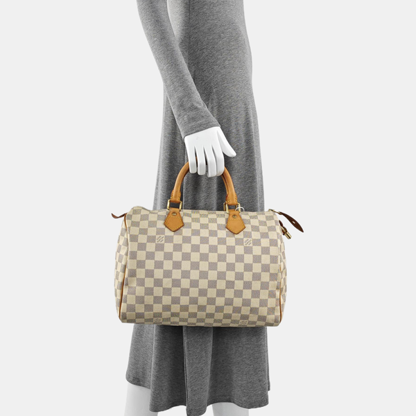 Authenticated pre-owned  Speedy 30 Damier Azur Coated Canvas White - Top Handle Bag at Looply