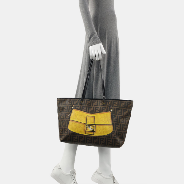 Coated Canvas Tote Bag Brown