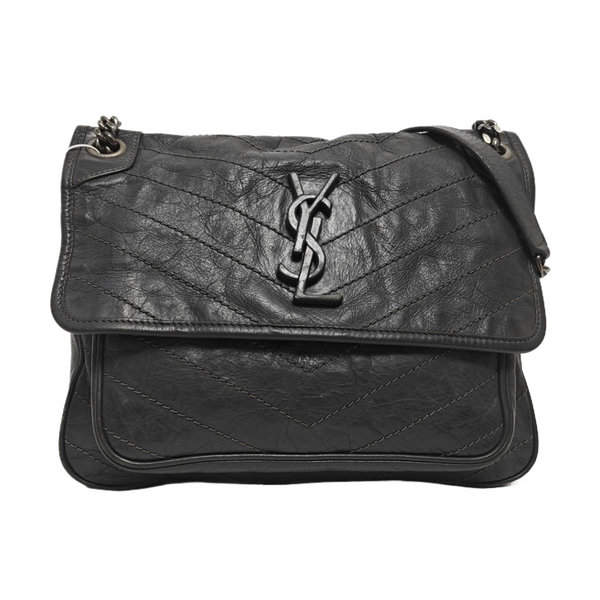 NIKI Medium Chevron Calfskin Gray