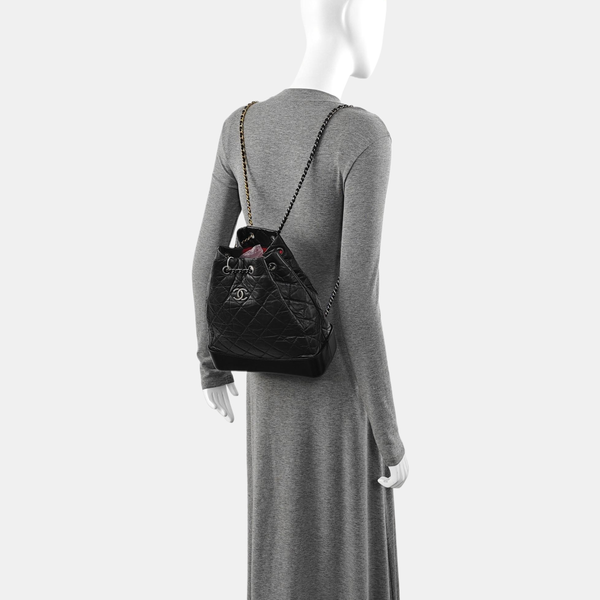 GABRIELLE Large Quilted Calfskin Black