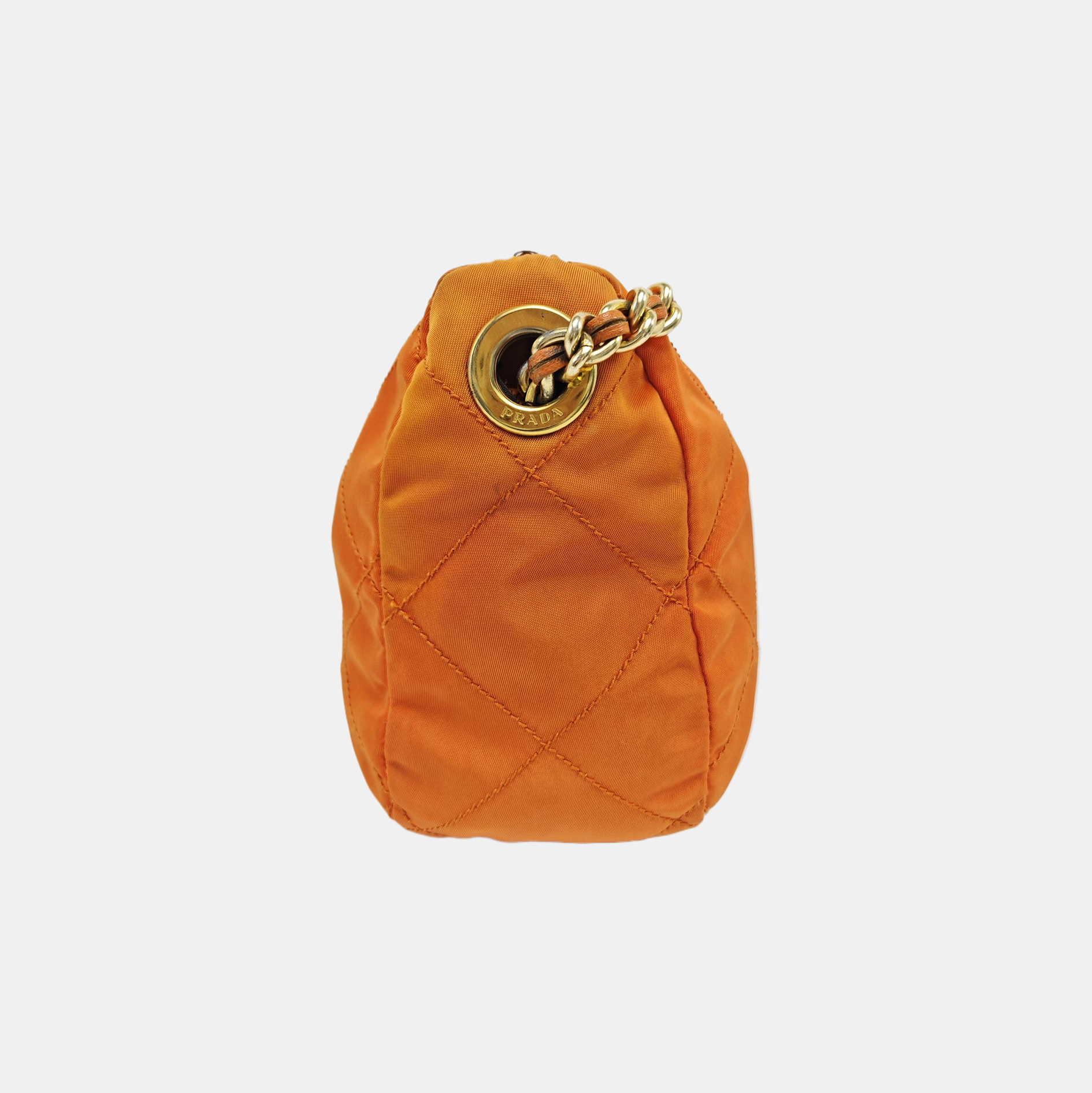 Quilted Nylon Shoulder Bag Orange