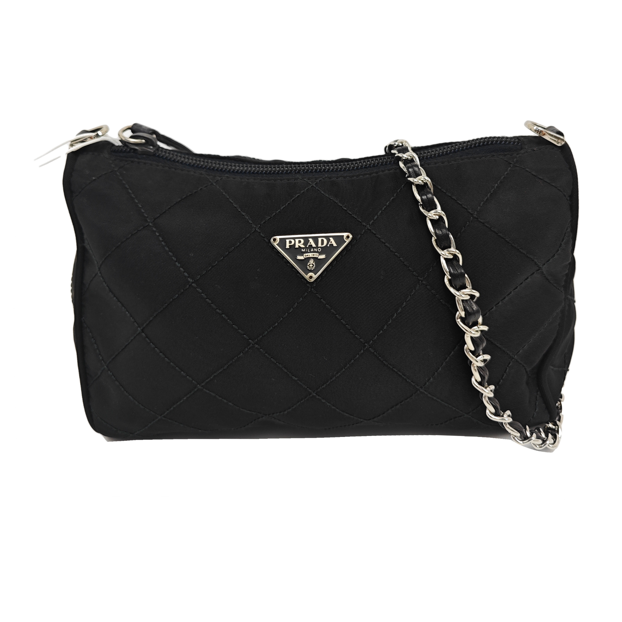 Quilted Nylon Clutch Black