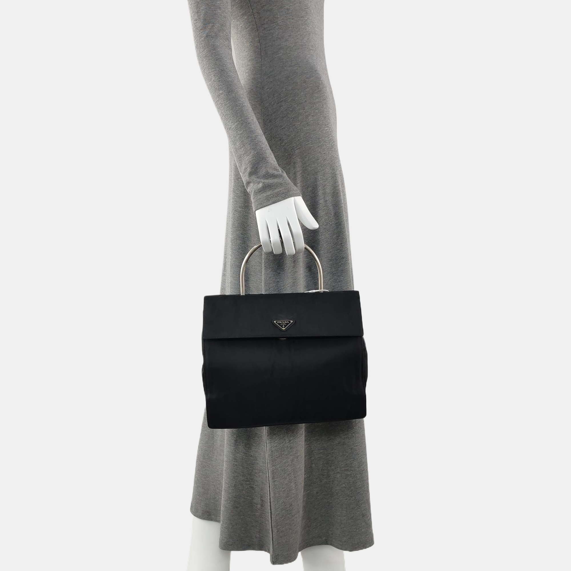 Nylon Top Handle Bag Black