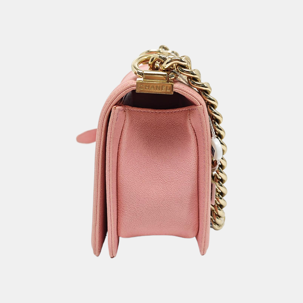 BOY CHANEL Mini Quilted Grained Calfskin Pink