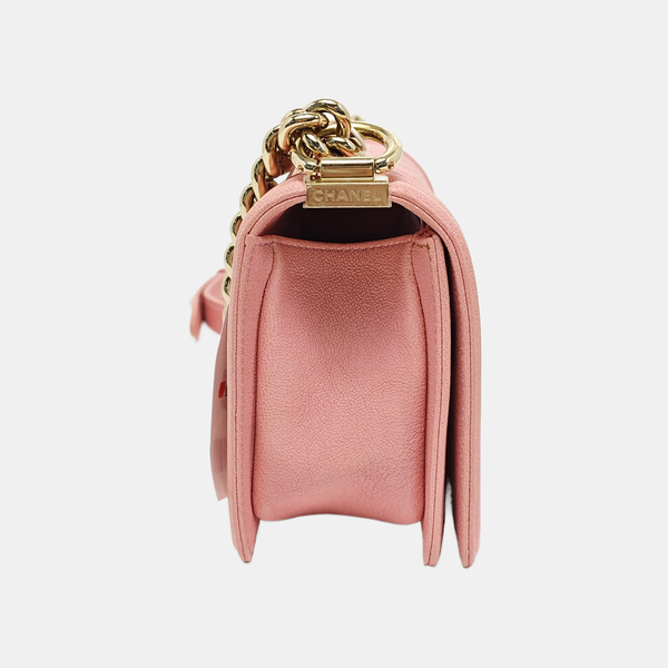 BOY CHANEL Mini Quilted Grained Calfskin Pink