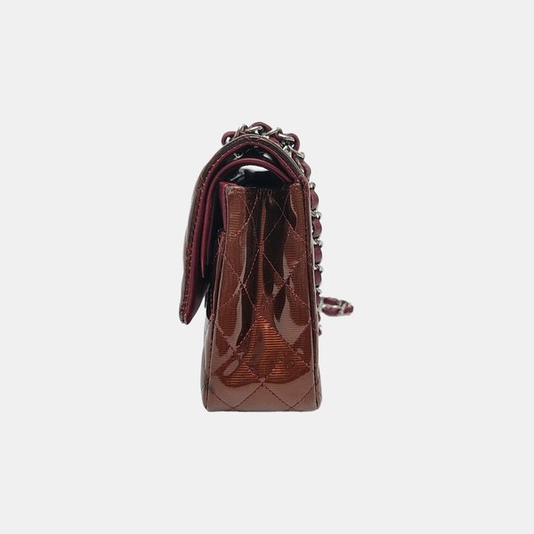 Authenticated pre-owned  Classic Flap Medium Quilted Patent Leather Brown - Shoulder Bag at Looply