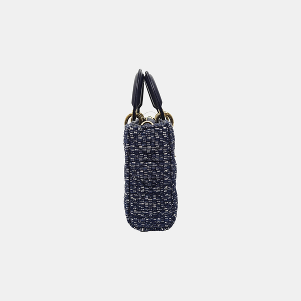 Authenticated pre-owned  Lady D-Joy Medium Fabric Blue - Shoulder Bag at Looply