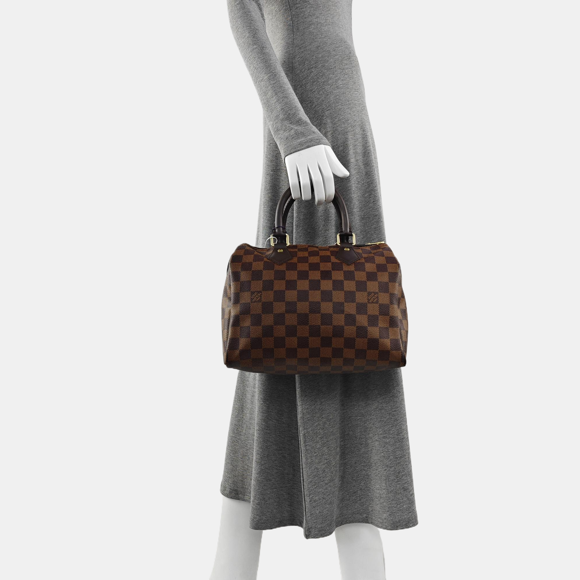 Authenticated pre-owned  Speedy 25 Damier Ebene Coated Canvas Brown - Top Handle Bag at Looply