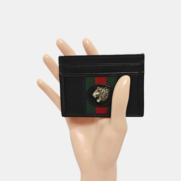 Authenticated pre-owned  Rajah Leather Black Card Holder - Card Holder at Looply