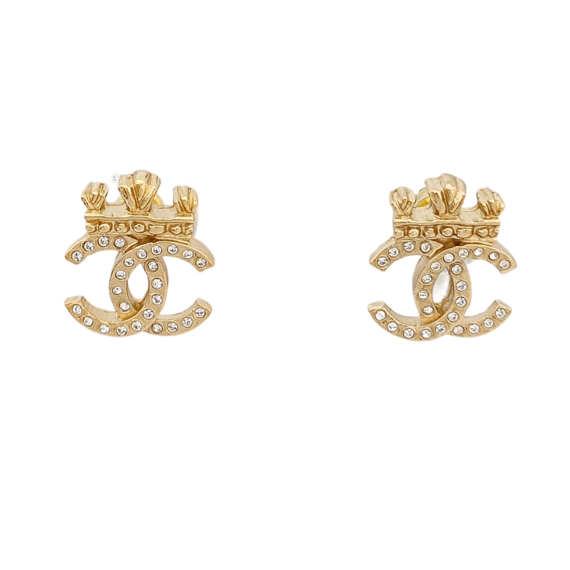 Authenticated pre-owned  CC Stud Earrings Metal Synthetic Diamond Clear Earring - Earrings at Looply