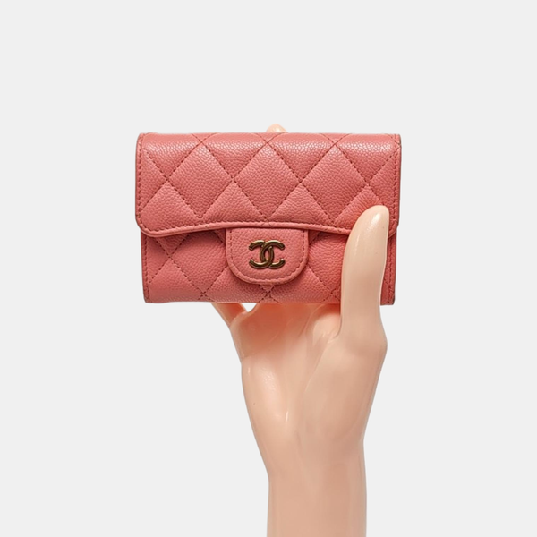 Authenticated pre-owned  Classic Flap Quilted Grained Calfskin Pink Wallet - Wallet at Looply