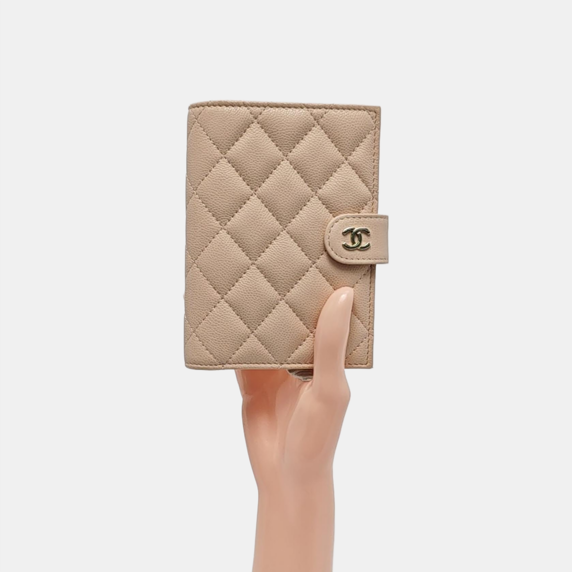 Quilted Grained Calfskin Wallet Pink