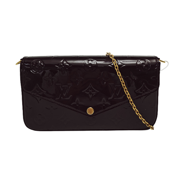 Authenticated pre-owned  Félicie Monogram Patent Leather Burgundy - Crossbody Bag at Looply