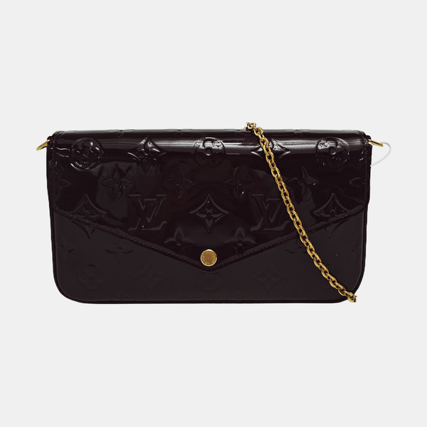 Authenticated pre-owned  Félicie Monogram Patent Leather Burgundy - Crossbody Bag at Looply