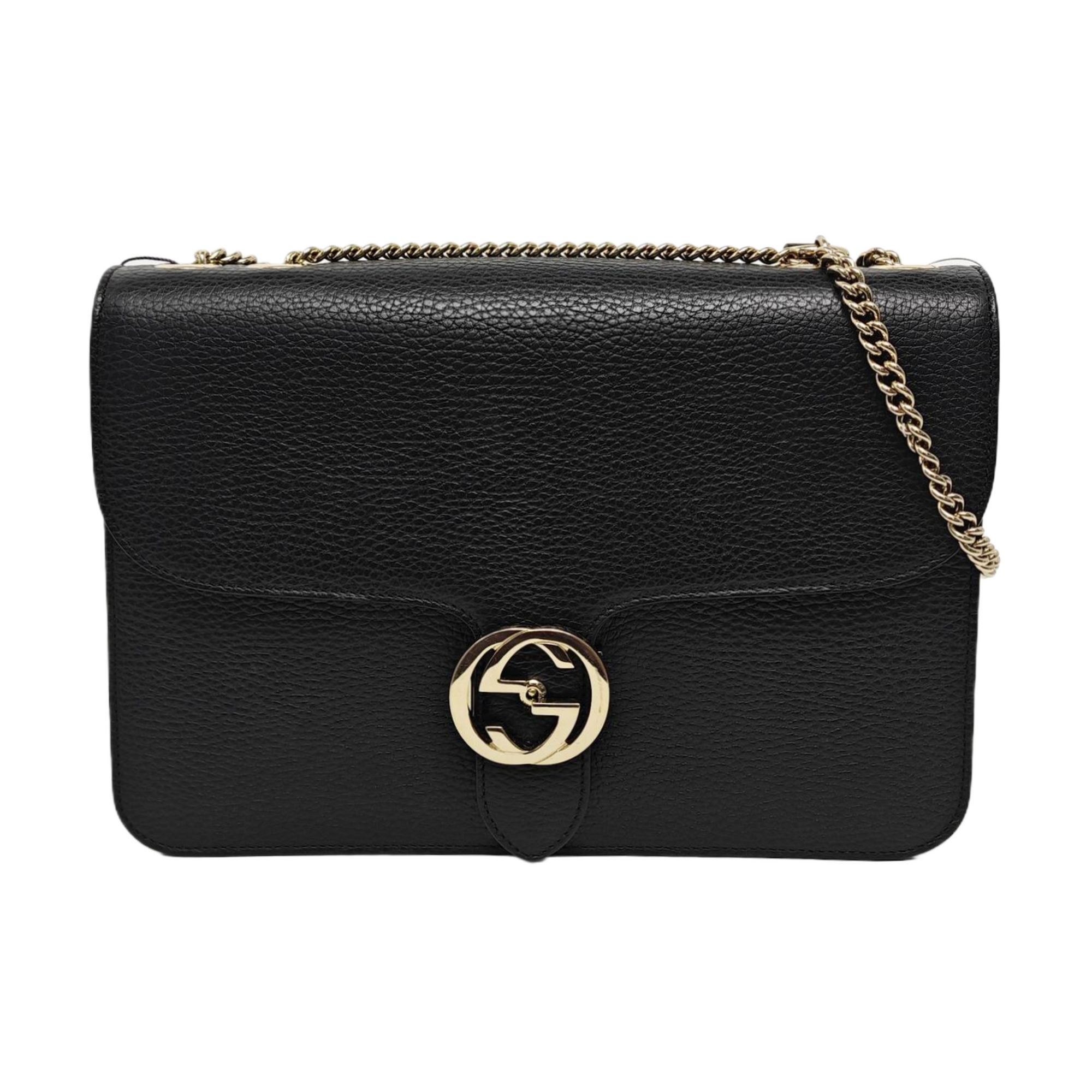 Authenticated pre-owned  Interlocking G Large Calfskin Black - Shoulder Bag at Looply