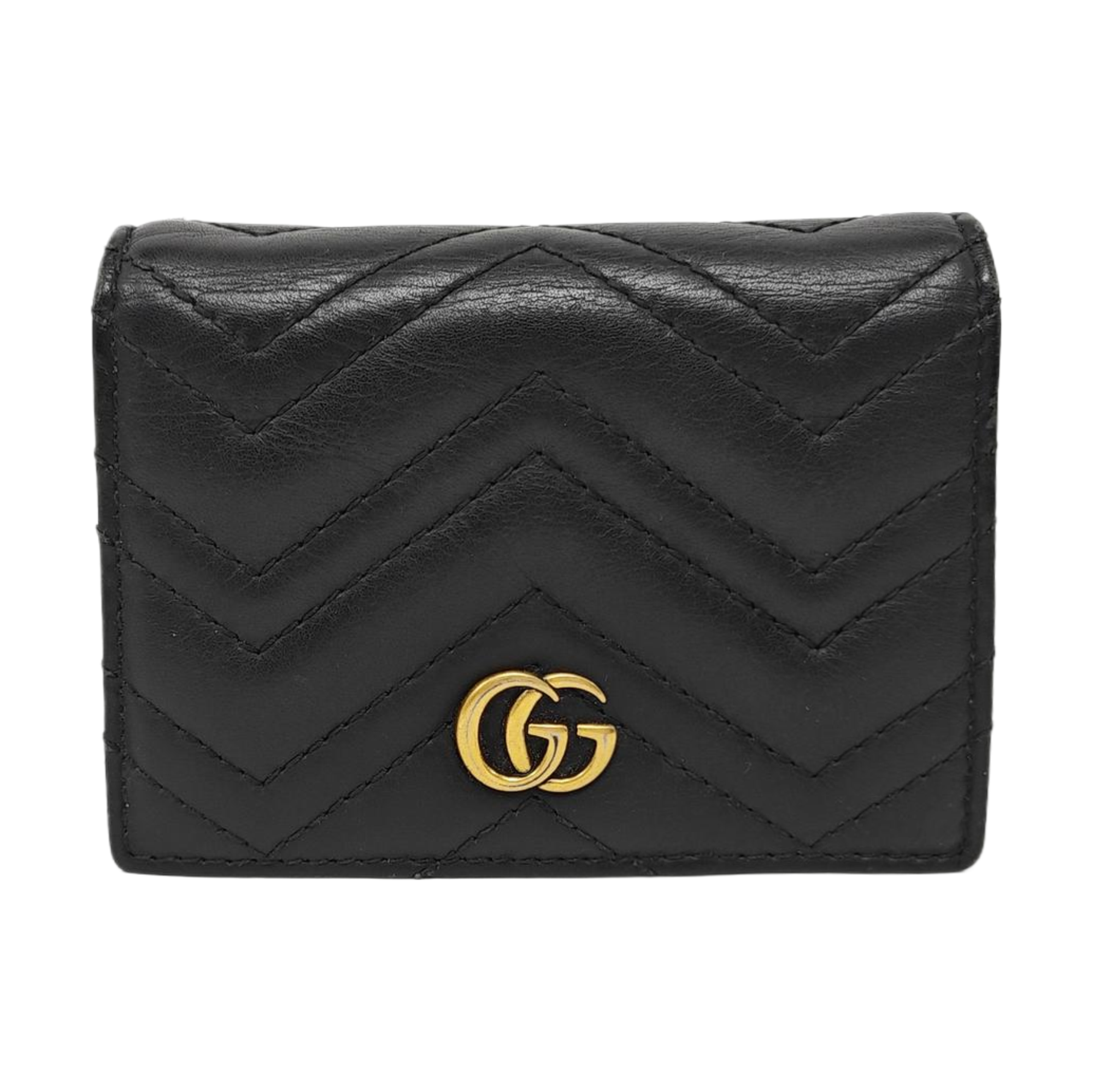 Authenticated pre-owned  GG Marmont Calfskin Black Card Holder - Card Holder at Looply