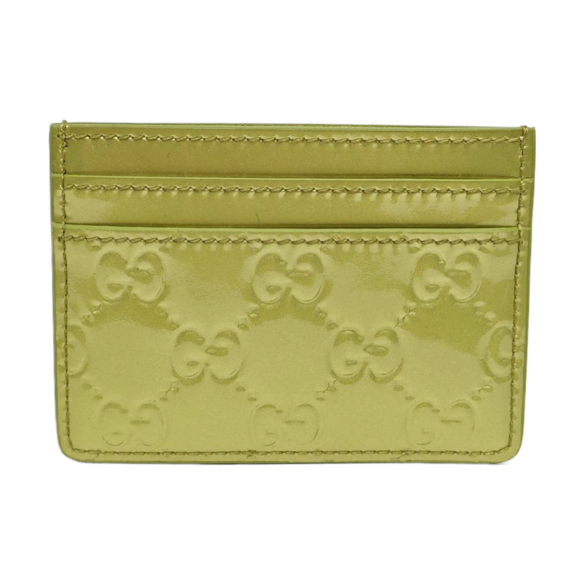 Authenticated pre-owned  Microguccissima Monogram Calfskin Yellow Card Holder - Card Holder at Looply