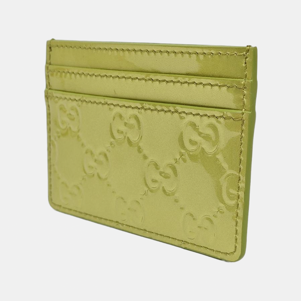 Authenticated pre-owned  Microguccissima Monogram Calfskin Yellow Card Holder - Card Holder at Looply