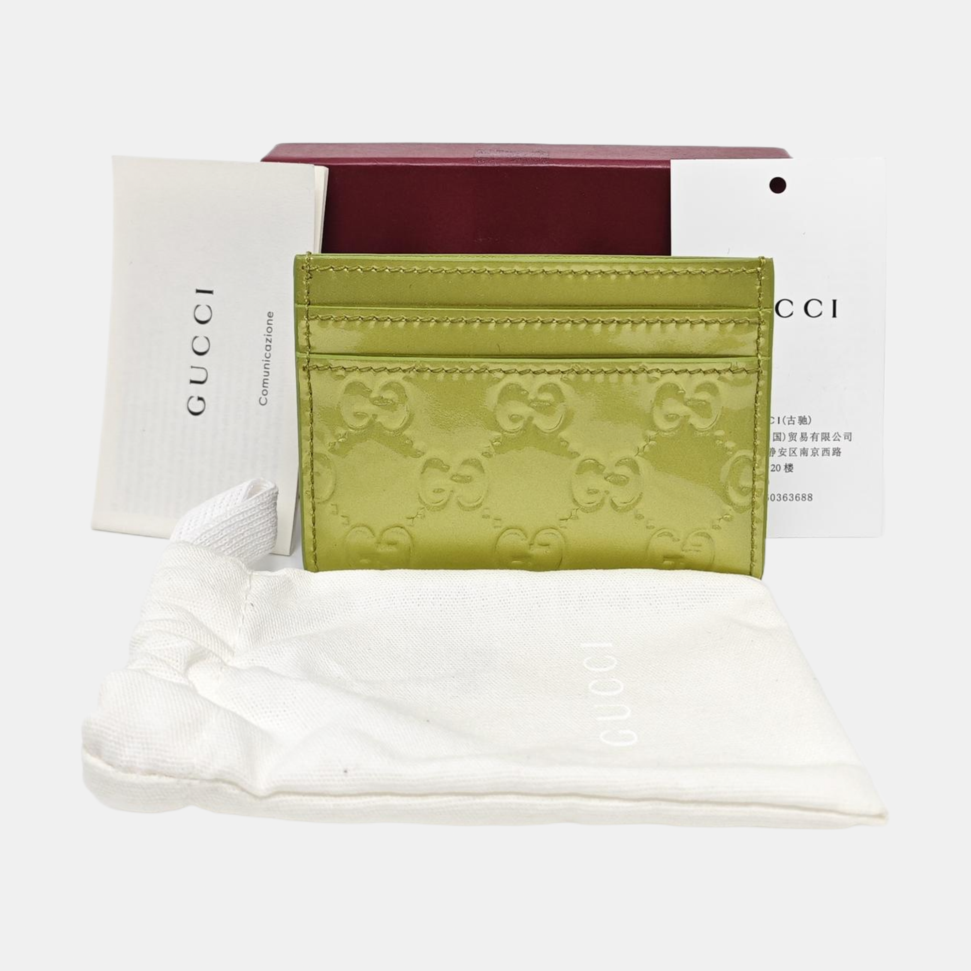 Authenticated pre-owned  Microguccissima Monogram Calfskin Yellow Card Holder - Card Holder at Looply