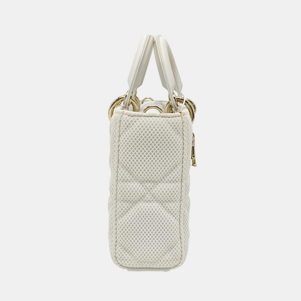 Authenticated pre-owned  Lady D-Joy Medium Fabric White - Shoulder Bag at Looply
