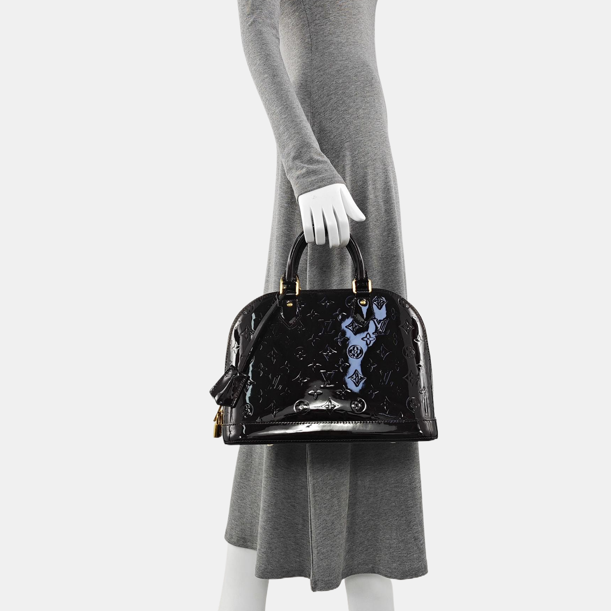 Authenticated pre-owned  Alma PM Monogram Patent Leather Brown - Top Handle Bag at Looply