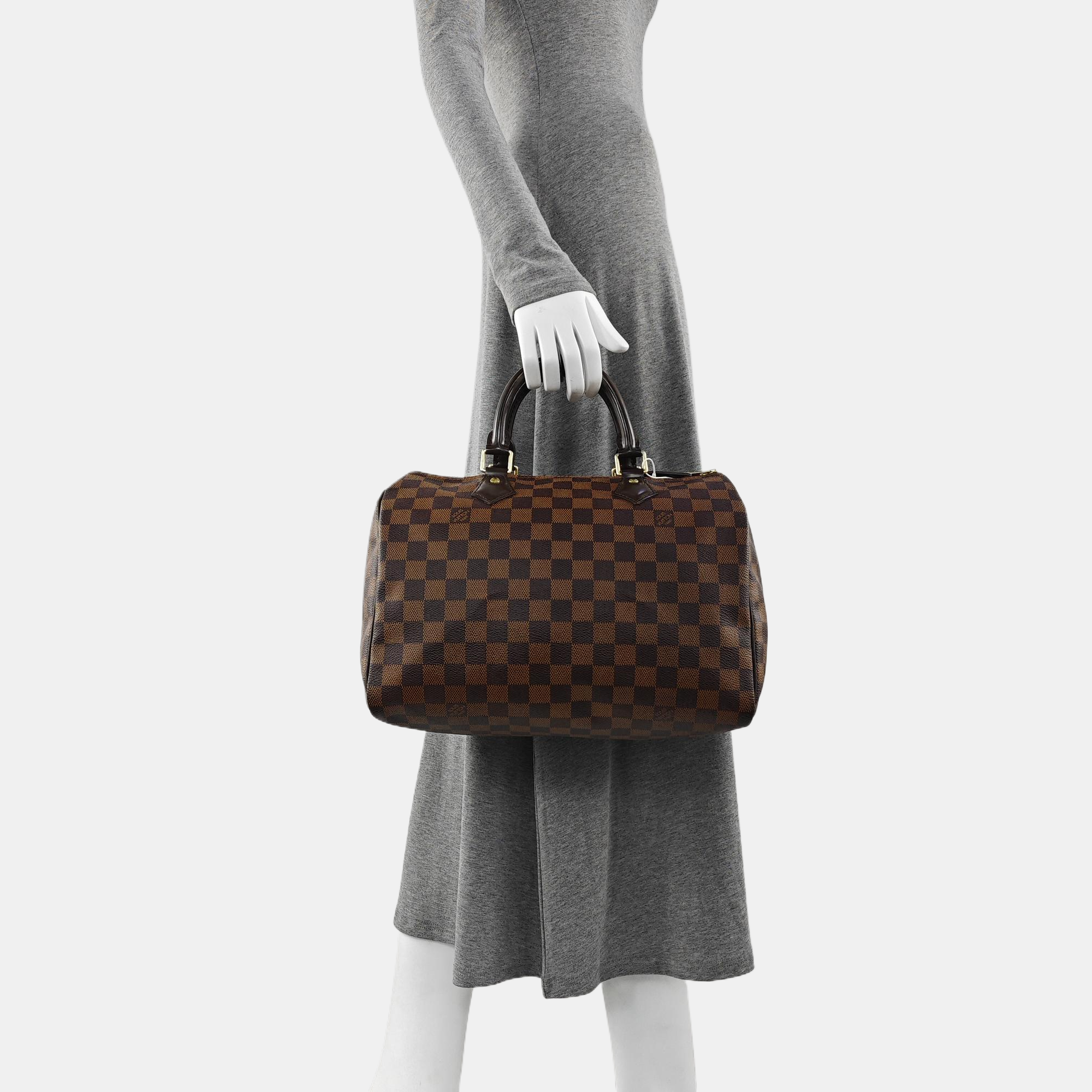 Authenticated pre-owned  Speedy 30 Damier Ebene Coated Canvas Brown - Top Handle Bag at Looply