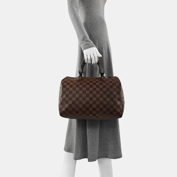 Authenticated pre-owned  Speedy 30 Damier Ebene Coated Canvas Brown - Top Handle Bag at Looply