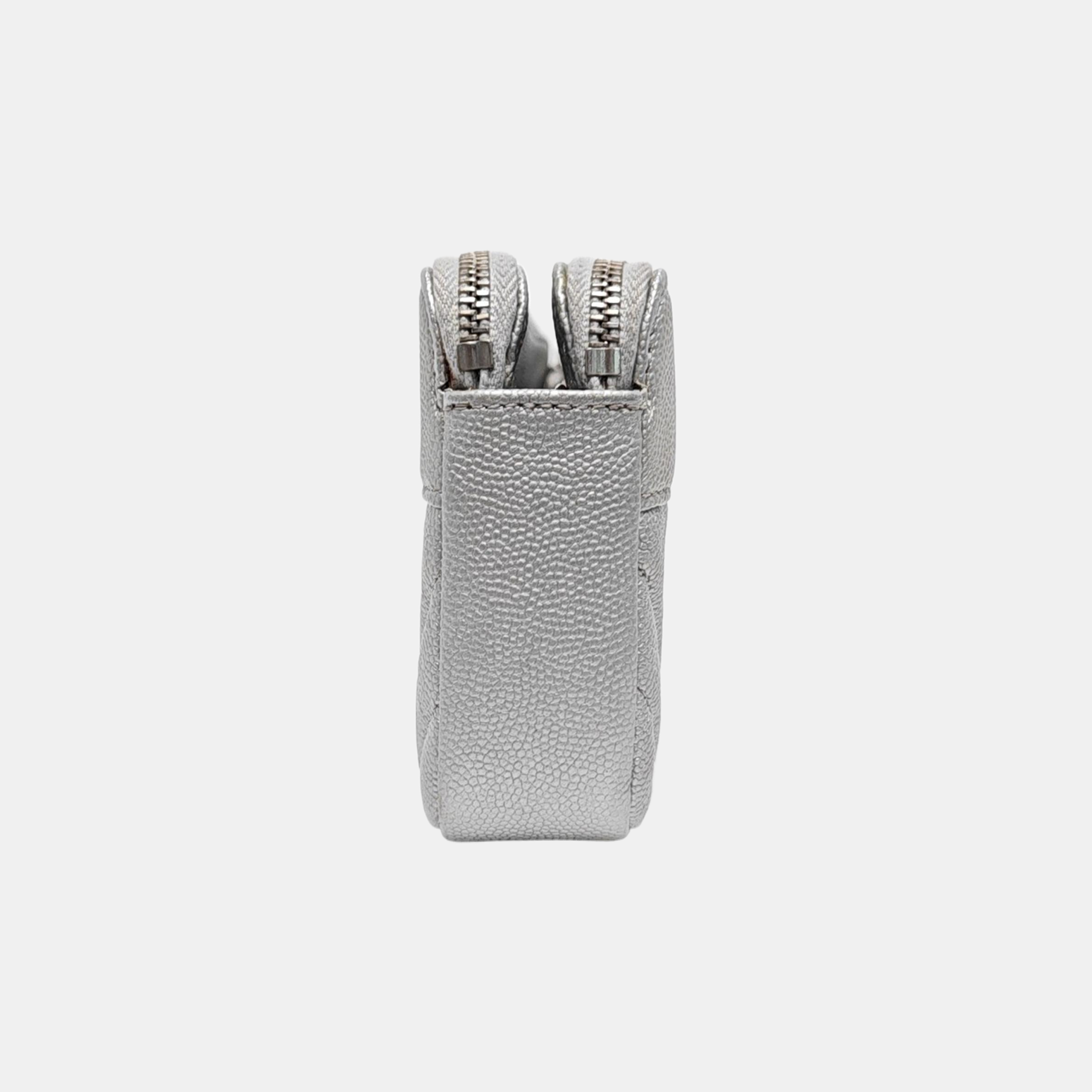 Chevron Grained Lambskin Silver