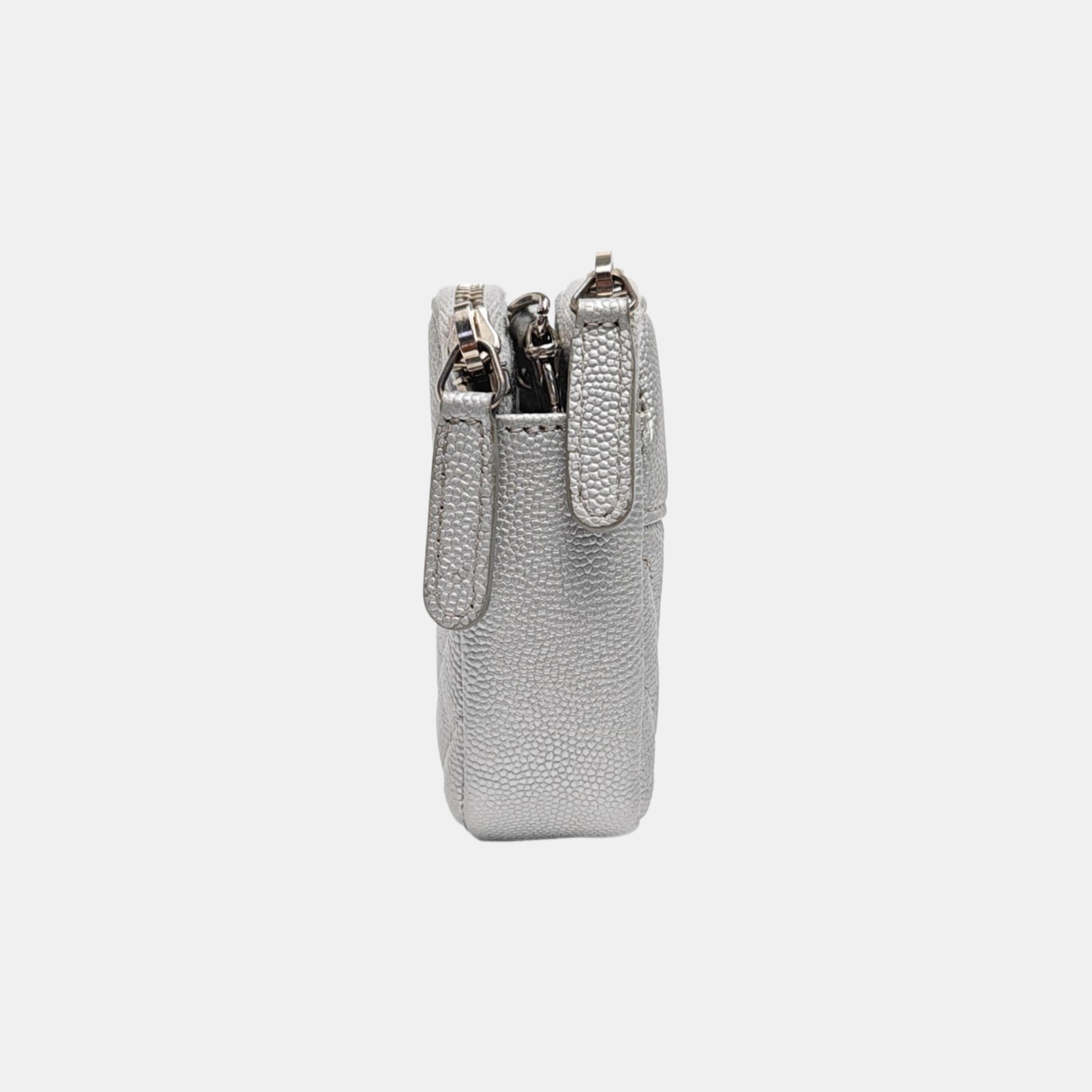 Chevron Grained Lambskin Silver