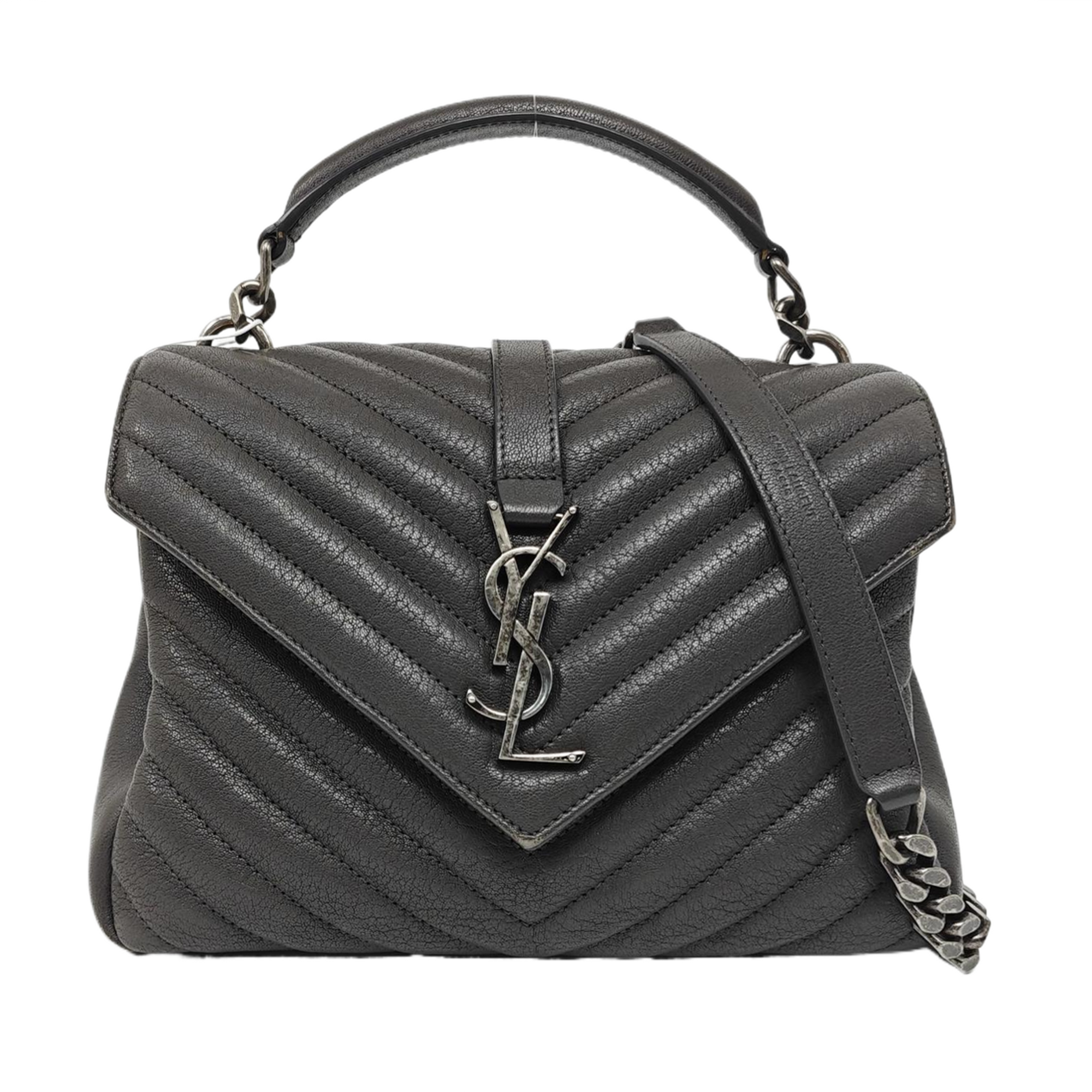 COLLEGE Medium Chevron Lambskin Gray