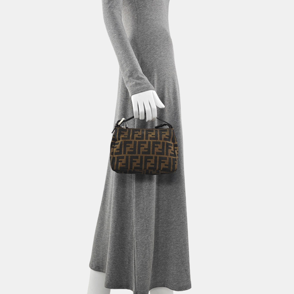 Bolso de lona con asa superior marrón