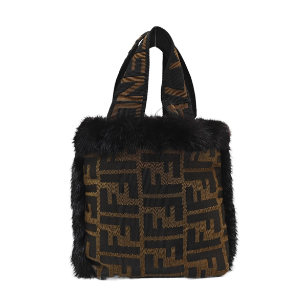 Bolso de mano de tela marrón