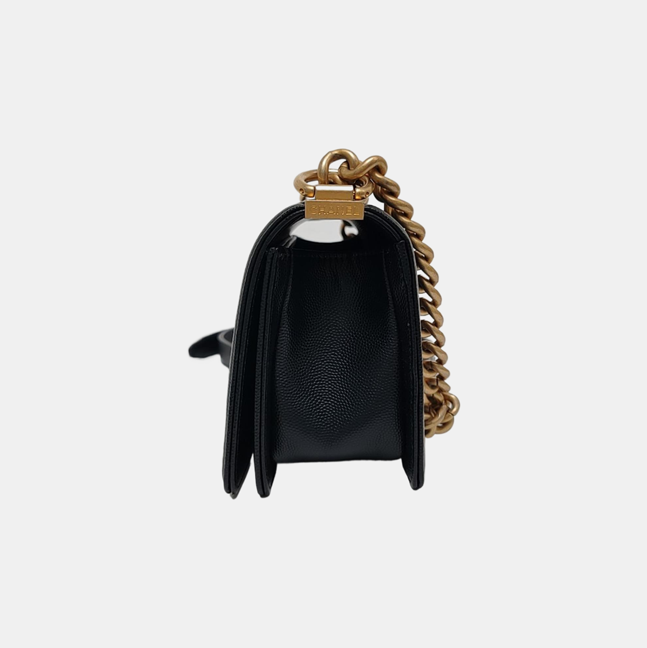 BOY CHANEL Small Quilted Grained Calfskin Black