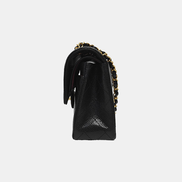 CLASSIC FLAP Small Quilted Grained Calfskin Black