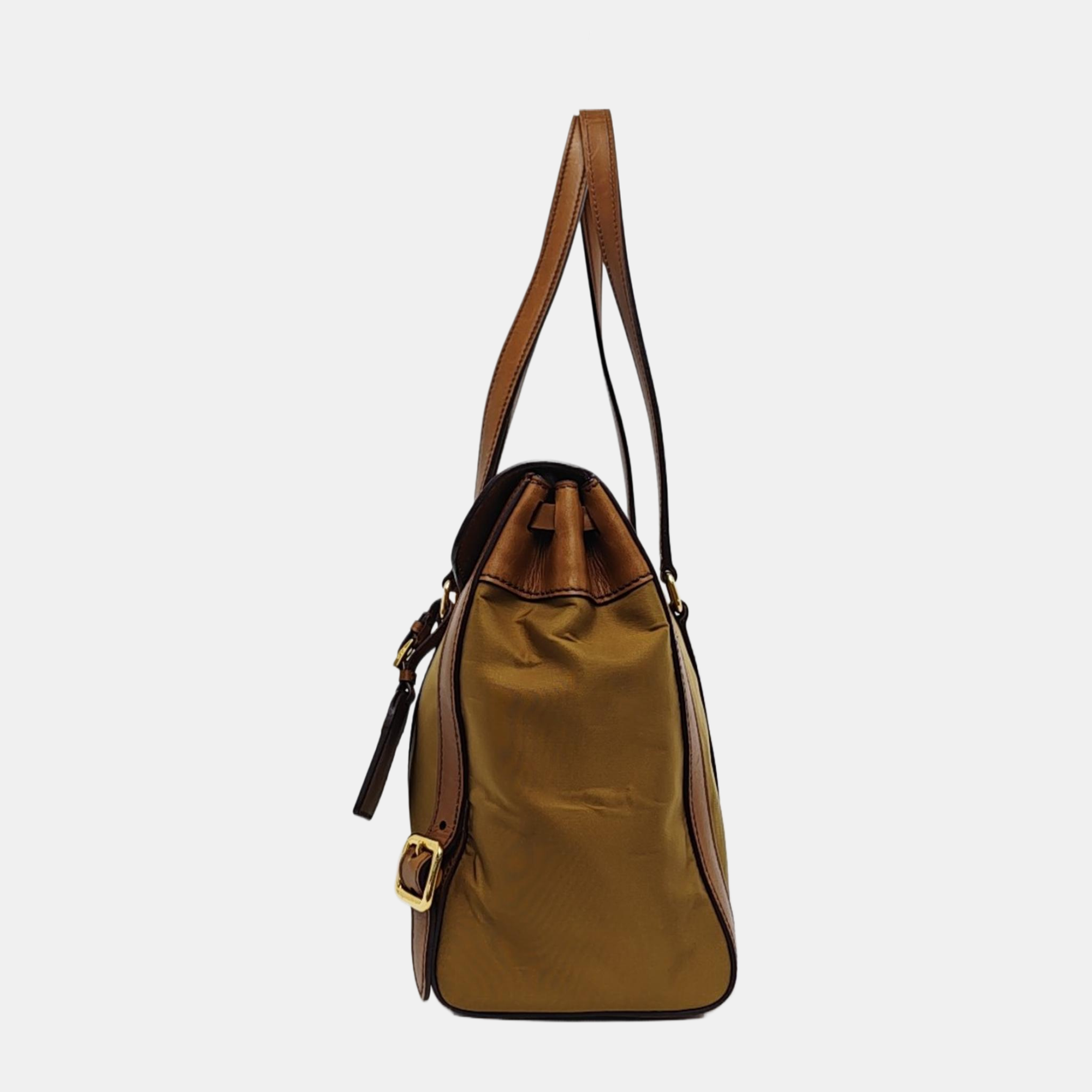 Fabric Top Handle Bag Brown