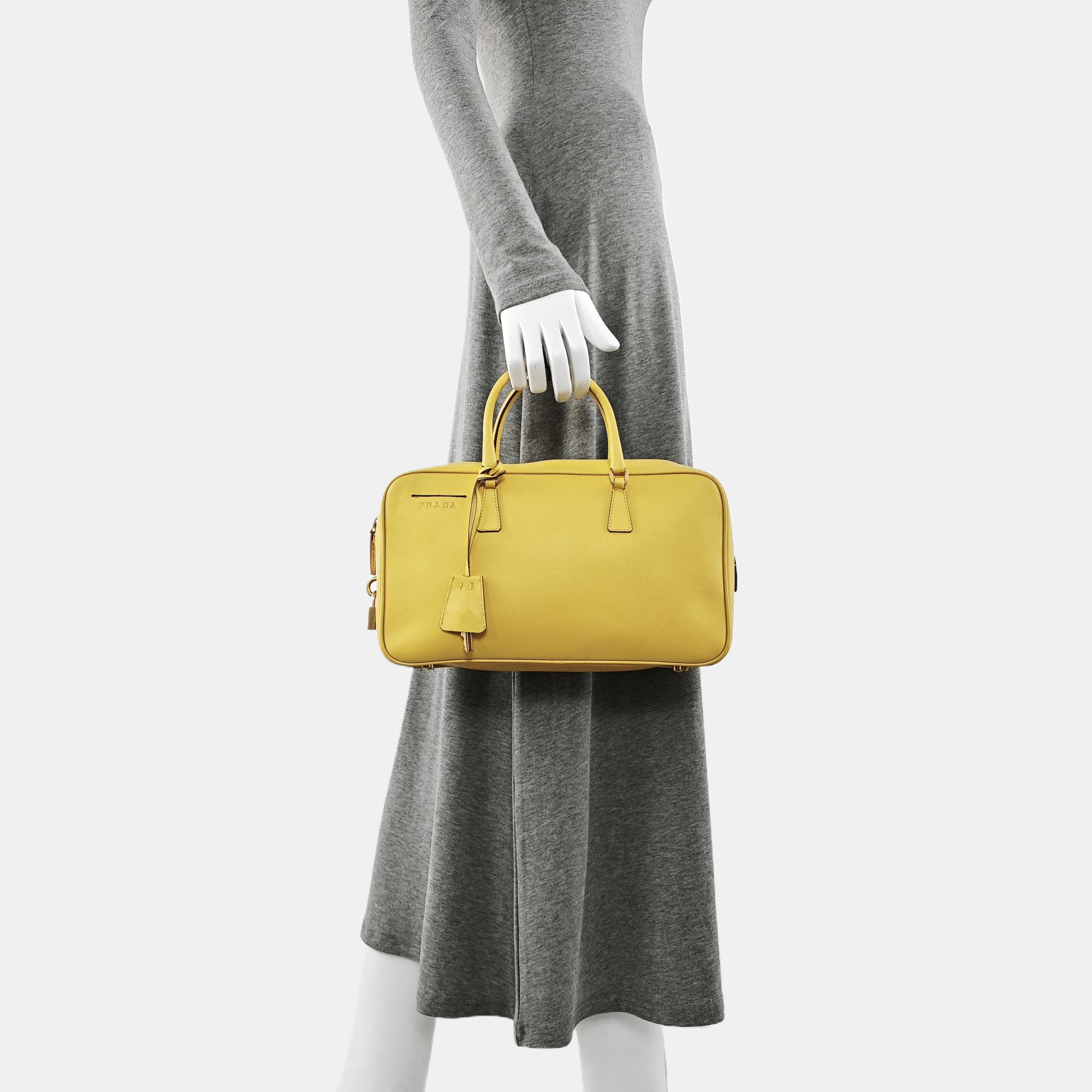 Calfskin Top Handle Bag Yellow