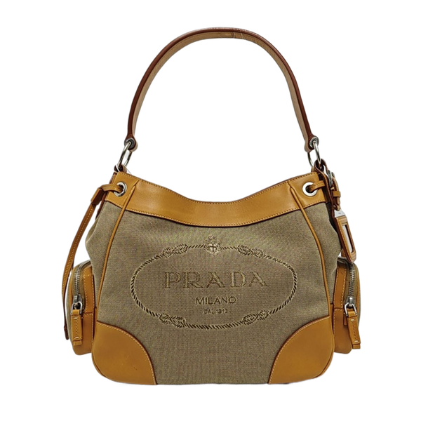 Canvas Top Handle Bag Brown