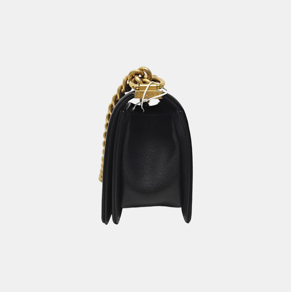 BOY CHANEL Small Quilted Grained Calfskin Black