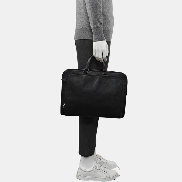 Saffiano Calfskin Top Handle Bag Black