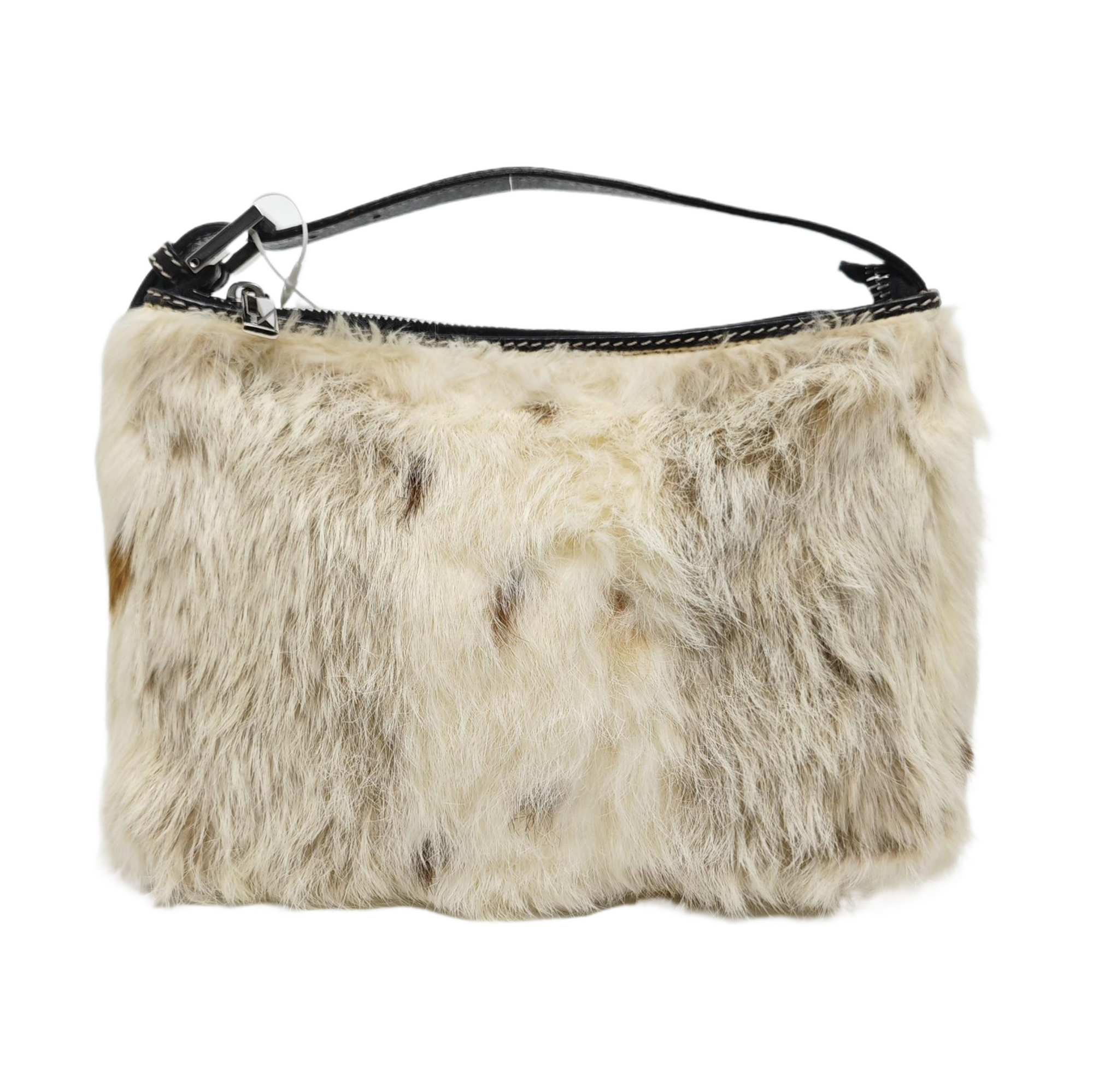 Fur Top Handle Bag Beige