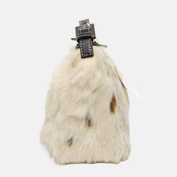 Fur Top Handle Bag Beige