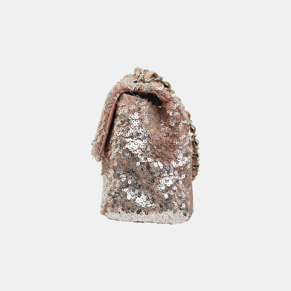 CLASSIC FLAP Mini Sequins Pink